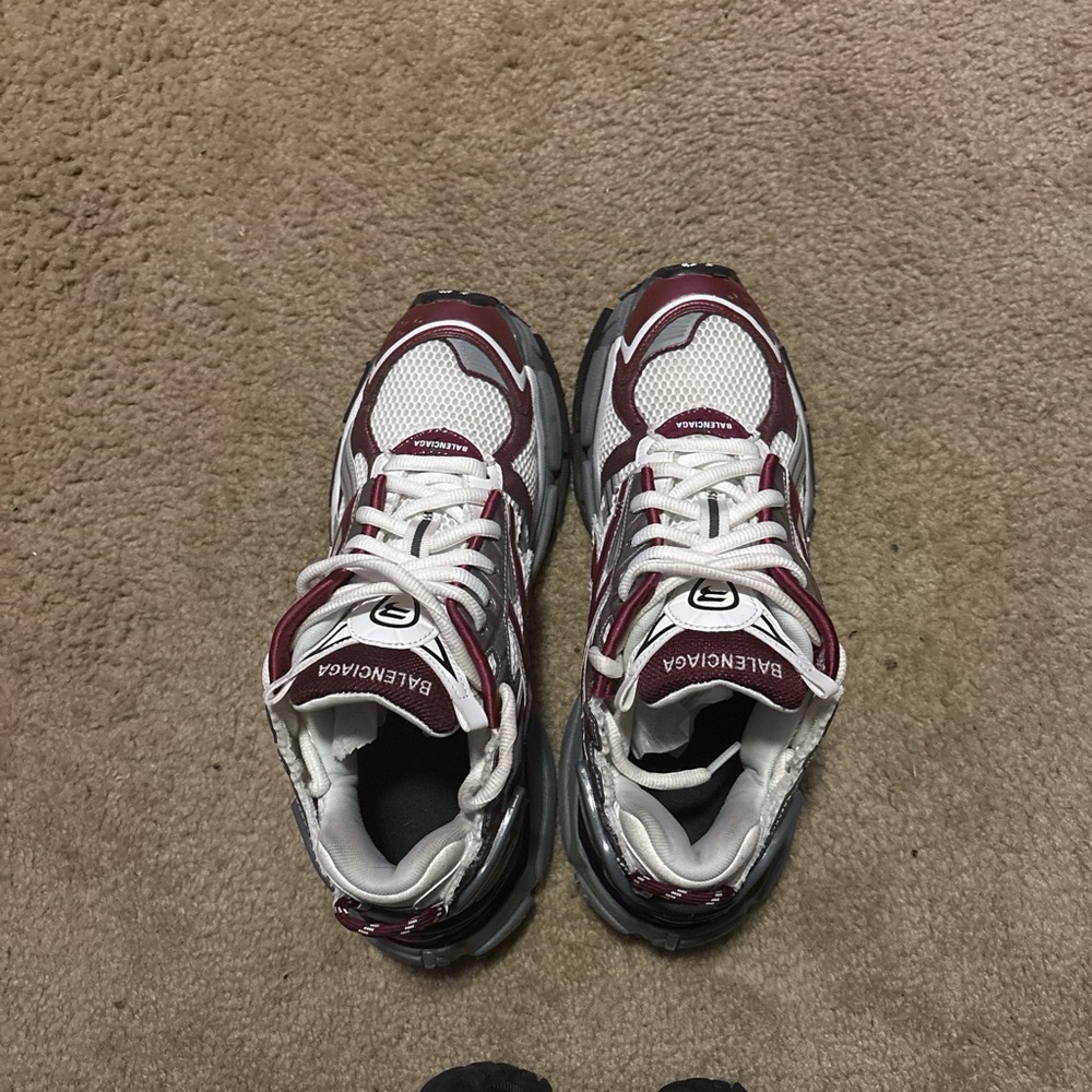 Balenciaga White and Red Sneakers with Chunky Design